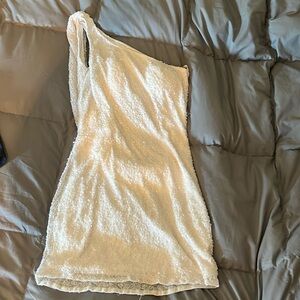 Mac Duggal Mini White One Shoulder Dress